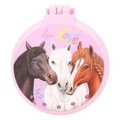 Miss Melody Skládací kartáček na vlasy , Se zrcátkem, růžový, 3 koně