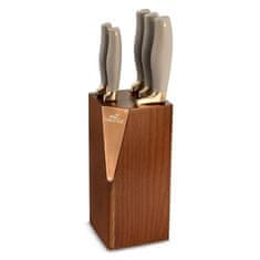 Blok na nože Lion Sabatier International, 668684 SEKI, dřevěný, blok na nože, + 5 nožů COPPER, borovice a bukové dřevo