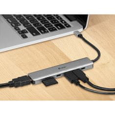 Tracer A-2, 60 W, 7 portos, USB, USB Type C, HDMI 1.4, MicroSD, Aluminium, Notebook dokkoló