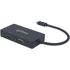 Manhattan USB-C 3in1 Multiport Konverter DVI HDMI VGA-Buchse (152983)