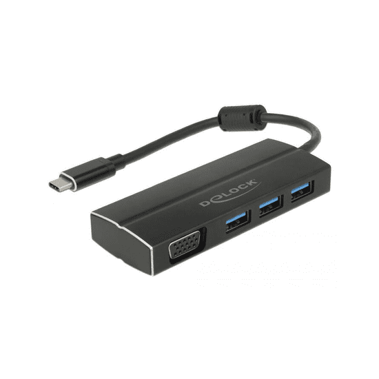 DELOCK Adapter USB3.1 Gen1/C > 3x USB3.0/A + VGA (63932)