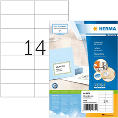 Etiketten Premium A4 weiß 105x42,3 mm Papier 1400 St. (4674)