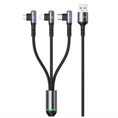 USAMS SJ561USB01 Micro USB + Lightning + USB-C töltő- és adatkábel 1.2m fekete (SJ561USB01)