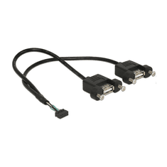 DELOCK USB Kabel Pinheader 10Pin -> 2x A Bu/Bu 0.25m (84832)