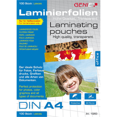 Genie Laminiertaschen 100 A4 - Folien (10263)