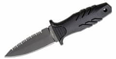 Fox Knives FX-647 S FOX kések KÉSEK TAKTIKAI ELEMENTUM TŐR ROZSDAMENTES ACÉL N690 BLD fogazott, FEKETE NAYLON