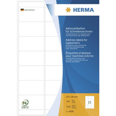 Herma Adressetik. 67x38 mm Papier Ecken rund 2100 St. (4438)