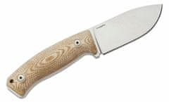 LionSteel M2M CVN kültéri kés 9 cm, barna, Micarta, bőr hüvely