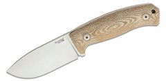 LionSteel M2M CVN kültéri kés 9 cm, barna, Micarta, bőr hüvely