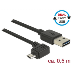 DELOCK USB 2.0-s kábel A-típusú csatlakozó > USB 2.0 Micro-B csatlakozó 0,5 m fekete (83847) (d83847)