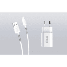 DUDAO A2EUL 2x USB-A hálózati töltő + Lightning kábel fehér (6970379615393) (6970379615393)