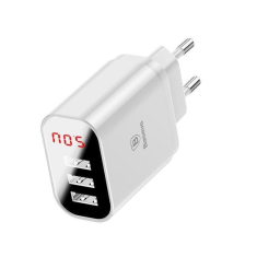 3x USB-A hálózati töltő 3.4A LED kijelzővel fehér (CCALL-BH02) (CCALL-BH02)