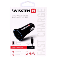 SWISSTEN Szivargyújtós USB Gyorstöltő 2-24V 2,4A(3020110900) (s3020110900)