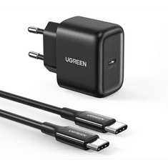 Ugreen USB-C hálózati töltő 25W + USB-C - USB-C kábel 2m fekete (50581B) (50581B)