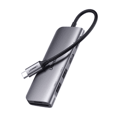 Ugreen CM195 6 az 1-ben adapter USB-C - HDMI, 2x USB-A 3.0, SD/TF, PD, szürke (15214) (15214)