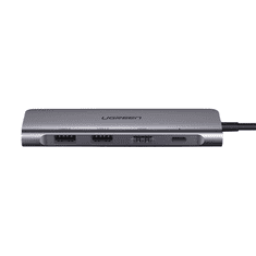 Ugreen CM195 6 az 1-ben adapter USB-C - HDMI, 2x USB-A 3.0, SD/TF, PD, szürke (15214) (15214)
