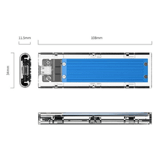 Orico M.2 NVMe külső SSD ház kék-átlátszó (ORICO-TCM2-C3-BL-BP) (ORICO-TCM2-C3-BL-BP)