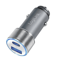 LogiLink USB-C + USB-A autós töltő szürke (PA0252) (PA0252)