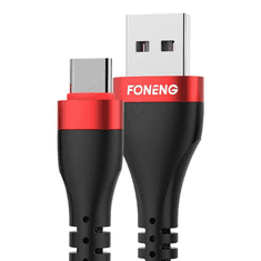 Foneng X82 USB-A - USB-C 3A töltőkábel 1m fekete (X82 Type-C)