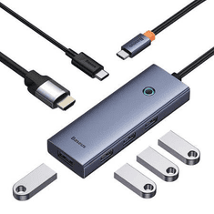 BASEUS 6 az 1-ben Hub USB-C HDMI4K@60Hz+4xUSB 3.0+PD szürke (B00052807813-01) (B00052807813-01)