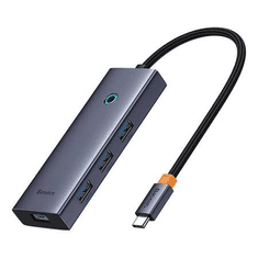 BASEUS 6 az 1-ben Hub USB-C HDMI4K@60Hz+4xUSB 3.0+PD szürke (B00052807813-01) (B00052807813-01)