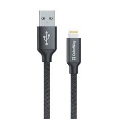 ColorWay Kábel, Cable USB Apple Lightning 1m 2.1A black (CW-CBUL004-BK) (CW-CBUL004-BK)