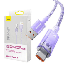 BASEUS Flash USB-A - USB-C gyorstöltőkábel 6A 2m lila (CATS010505) (CATS010505)