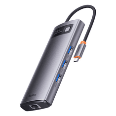 BASEUS Metal Gleam Series 8 az 1-ben hub USB-C- 3x USB 3.0 2x HDMI USB-C PD Ethernet RJ45 (WKWG040113) (WKWG040113)
