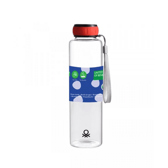 Benetton BE-0304 boroszilikát üveg palack piros kupakkal 550ml (BE-0304)