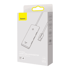 BASEUS Lite Series 4 az 1-ben USB - 4x USB 3.0 hub 25 cm fehér (WKQX030002) (WKQX030002)