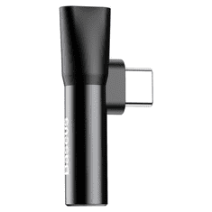 BASEUS USB-C–Mini Jack 3,5 mm+USB-C audioadapter, fekete (CATL41-01) (CATL41-01)