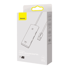 BASEUS Lite Series 4 az 1-ben USB - 4x USB 3.0 hub 25 cm fekete (WKQX030001) (WKQX030001)