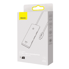 BASEUS Lite Series Hub 4in1 adapter USB-C 4x USB 3.0 + USB-C, 25cm fekete (WKQX030301) (WKQX030301)