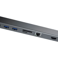 BASEUS Enjoyment 11 az 1-ben adapter, HUB USB-C - 2x HDMI, 3x USB 3.0, VGA, RJ45, USB-C PD, SD, microSD, 3,5 mm-es jack (CATSX-G0G) (CATSX-G0G)
