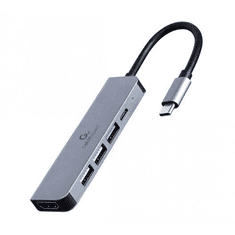Gembird Multi Port Adapter USB Type C 5in1 USB hub szürke (A-CM-COMBO5-03) (A-CM-COMBO5-03)