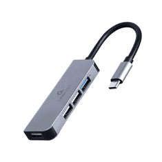 Gembird USB-C 2.0 HUB 4 portos ezüst (UHB-CM-U3P1U2P3-01) (UHB-CM-U3P1U2P3-01)