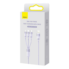 BASEUS 3in1 USB - USB-C + Micro + Lightning kábel 3.5A 1.2m lila (CAXS000005) (CAXS000005)