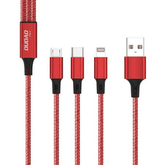 DUDAO TGL2 3 az 1-ben kábel USB-A - USB-C / Micro USB / Lightning piros (TGL2)