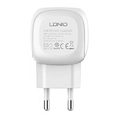 LDNIO A1206Q USB-C hálózati töltő 27W + USB-C kábel fehér (A1206C Type C - Type)