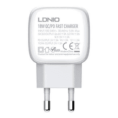 LDNIO A2313C USB-A + USB-C hálózati töltő 20W + USB-A - Lightning kábel fehér (A2313C Lightning)
