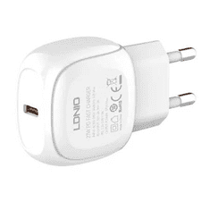 LDNIO A1206Q USB-C hálózati töltő 27W + Lightning kábel fehér (A1206C Lightning)