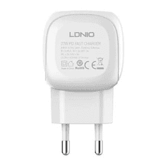 LDNIO A1206Q USB-C hálózati töltő 27W + Lightning kábel fehér (A1206C Lightning)