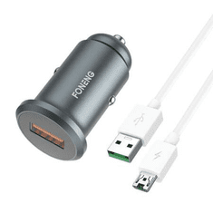 Foneng C15 USB-A autós töltő + USB-A - MicroUSB szürke-fehér (C15 Micro) (C15 Micro)