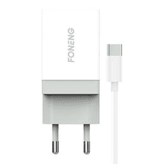 Foneng K210 hálózati töltő + USB-A - USB-C kábel fehér (K210TypeC) (K210 Type-C)
