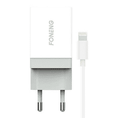Foneng K210 hálózati töltő + USB-A -Lightning kábel fehér (K210 iPhone) (K210 iPhone)