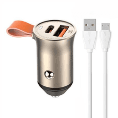 LDNIO C509Q autós töltő USB-A-USB-C 30W + USB-A-MicroUSB kábel (5905316142572) (C509Q Micro)