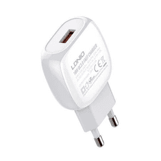 LDNIO A1307Q USB-A hálózati töltő 18W + Lightning kábel fehér (A1307Q Lightning)