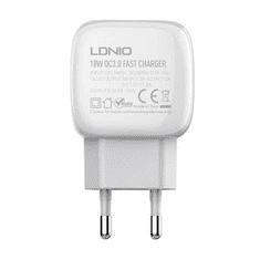 LDNIO A1306Q USB-A hálózati töltő 18W + MicroUSB kábel fehér (A1306Q Micro)