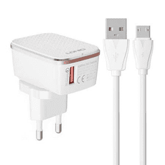 LDNIO A1204Q USB-A hálózati töltő 18W + MicroUSB kábel fehér (A1204Q Micro)