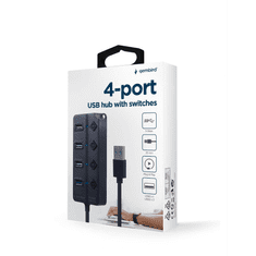 Gembird USB-A HUB 4 portos fekete (UHB-U3P1U2P3P-01) (UHB-U3P1U2P3P-01)
